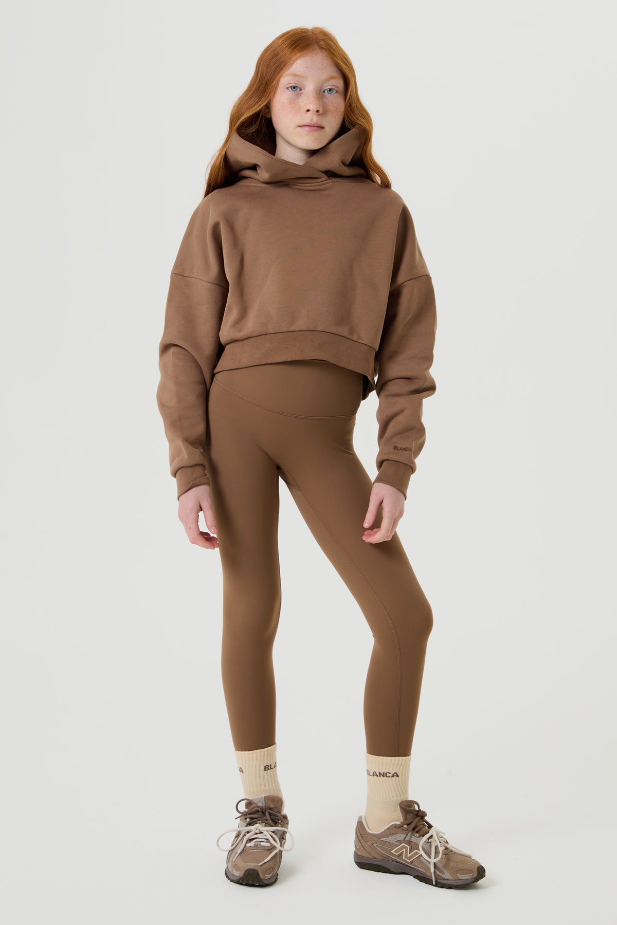 Oversized Cropped Hoodie- Mocha - Older Girls