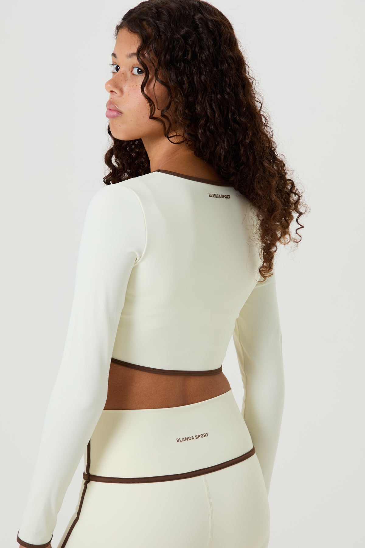 Active Cycling Shorts Set with Piping- Cream,Brown - Older Girls