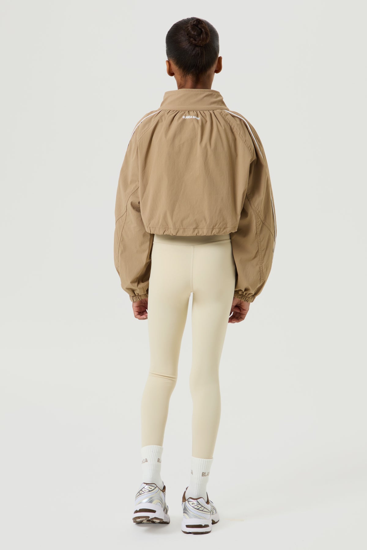 Cropped Windbreaker with Piping- Mocha - Younger Girls