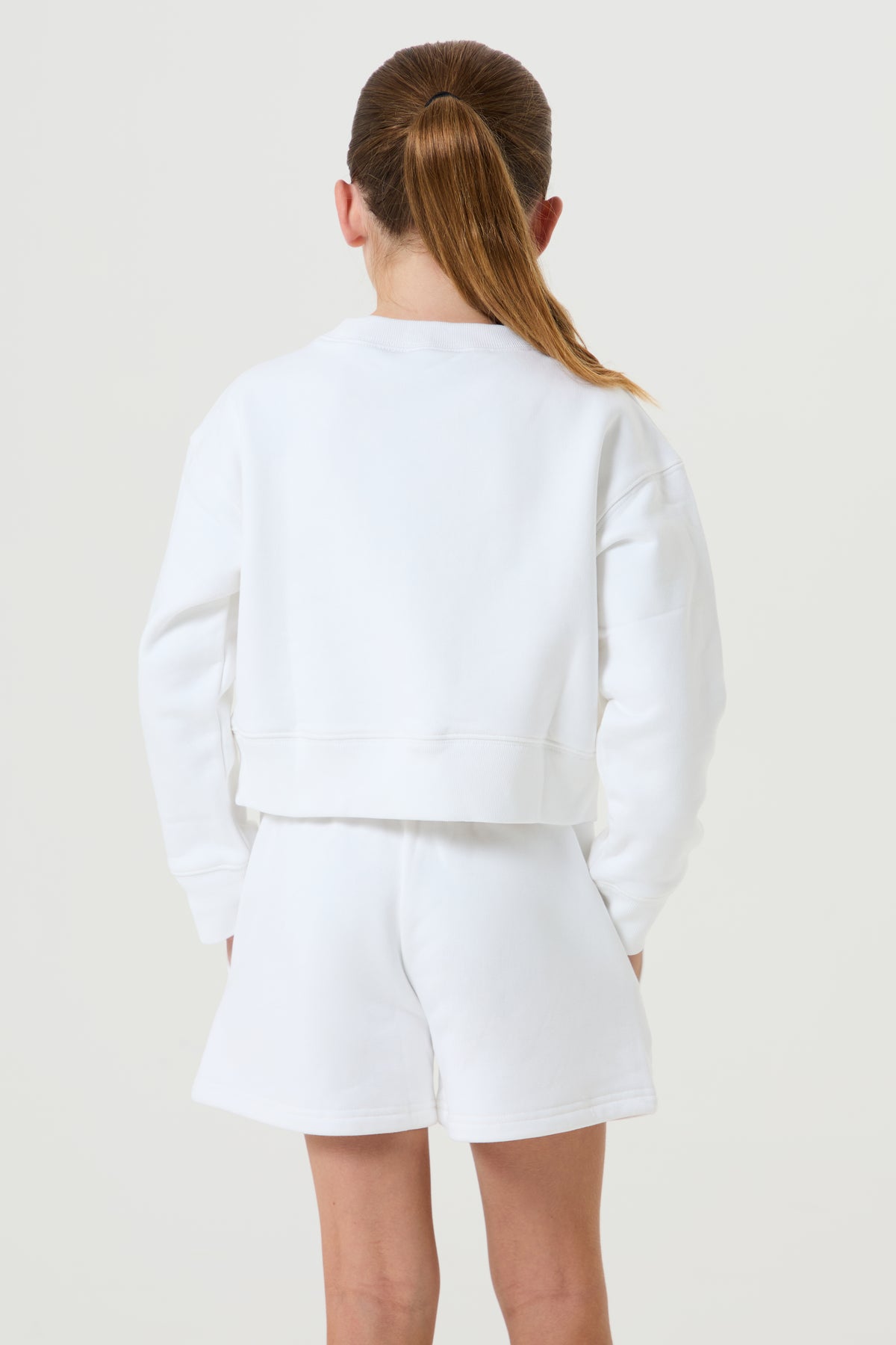 Scripted Cotton Jumper, White - Younger Girls