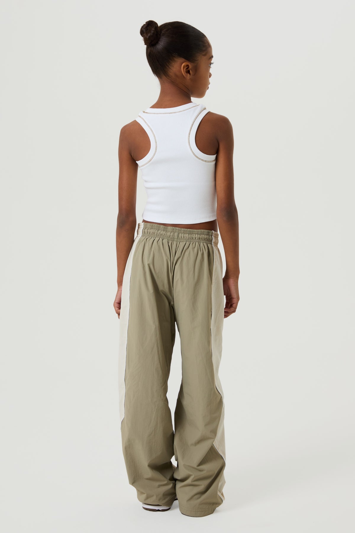 Wide Leg Track Pants- Light Beige - Younger Girls