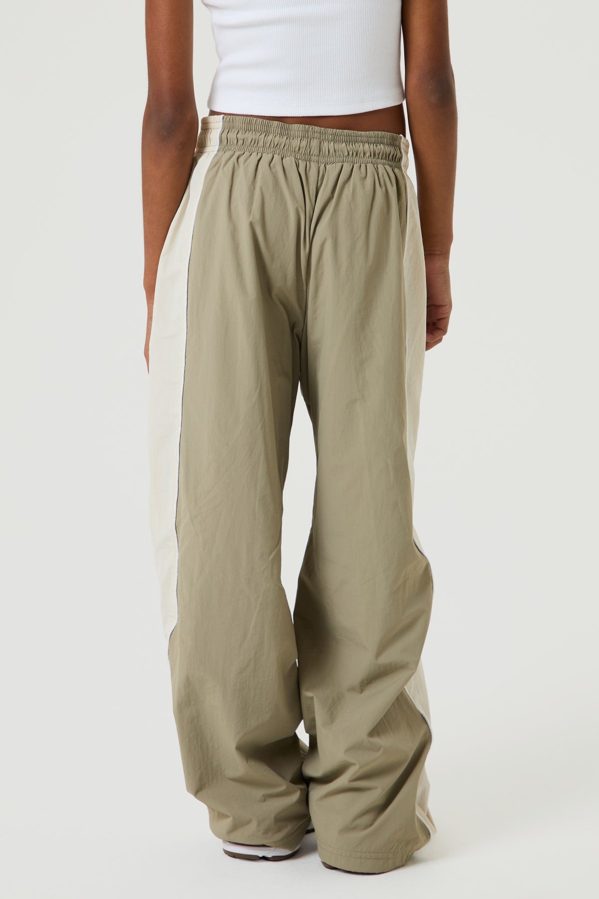 Wide Leg Track Pants- Light Beige - Younger Girls