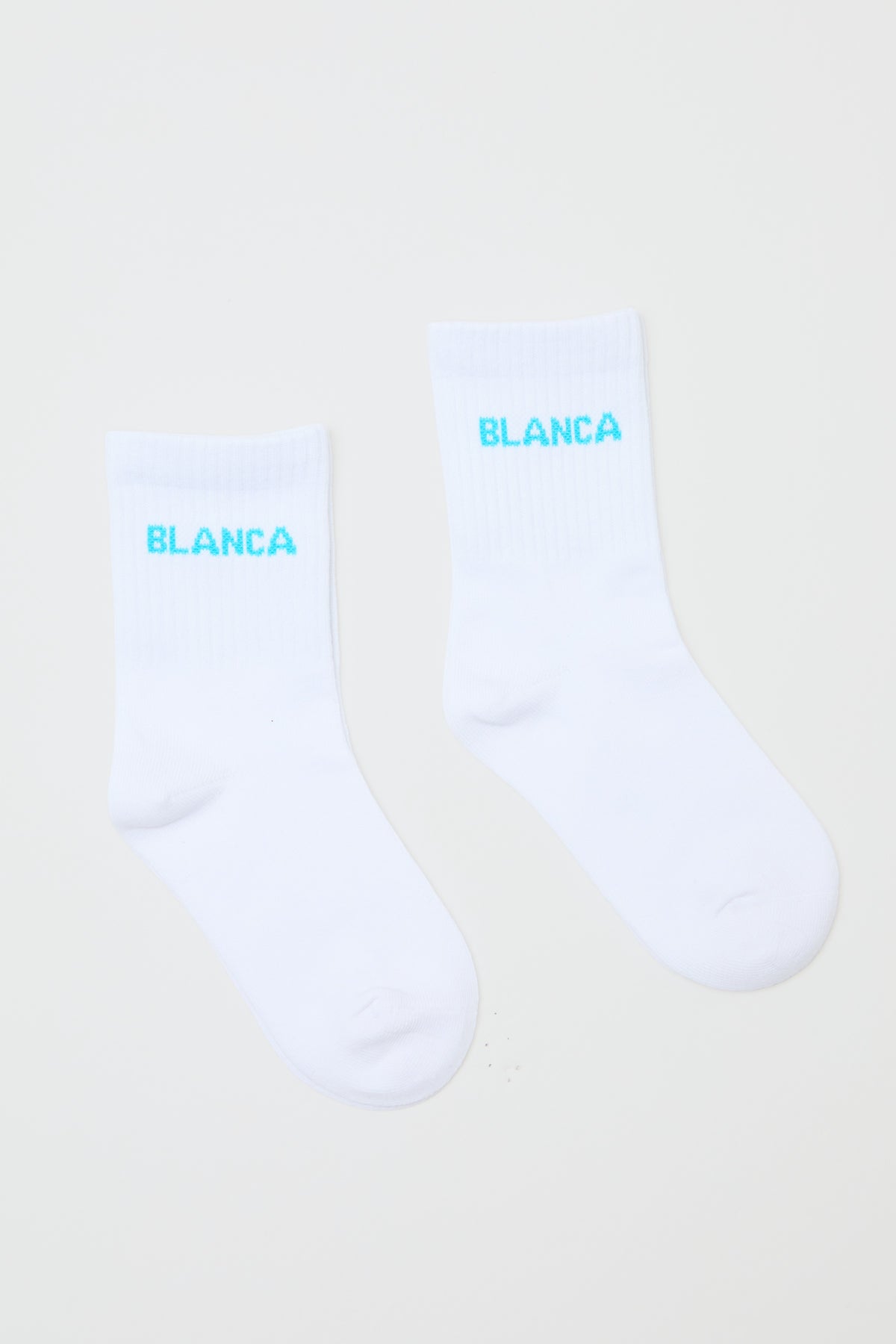 Socks, White - Aqua