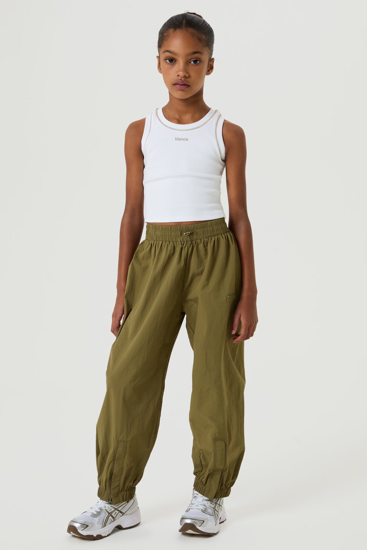 Unisex Nylon Cargos, Dark Olive - Younger Girls
