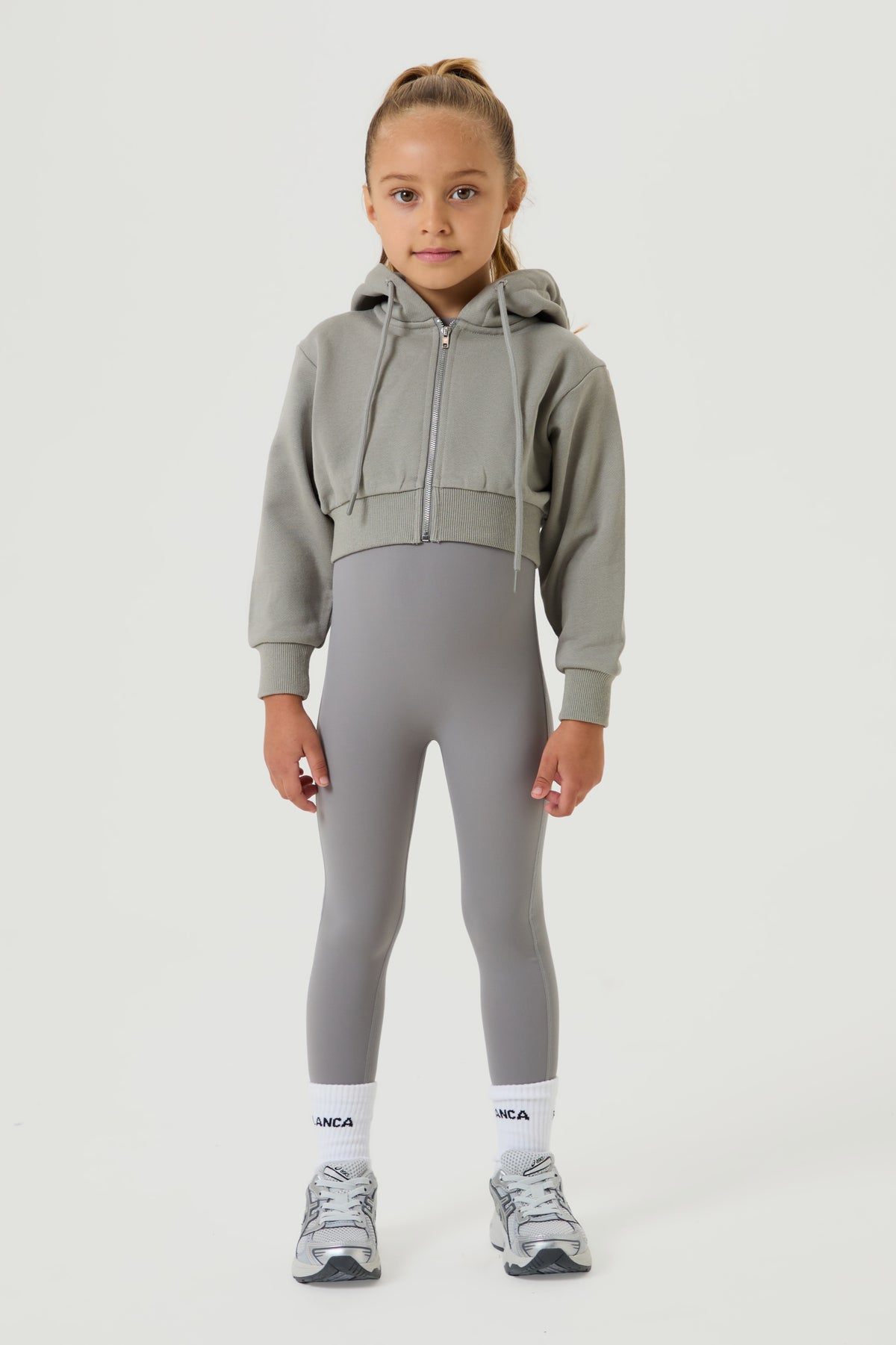 Cropped Zip up Jacket - Light Grey - Younger Girls
