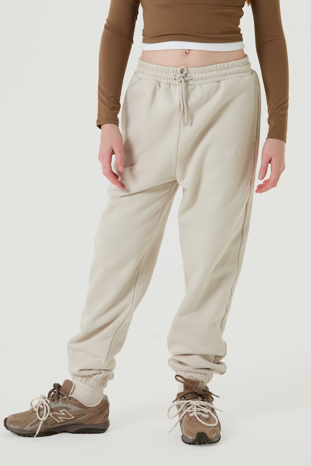 Varsity Oversized Tracksuit Bottoms - Cream - Older Girls