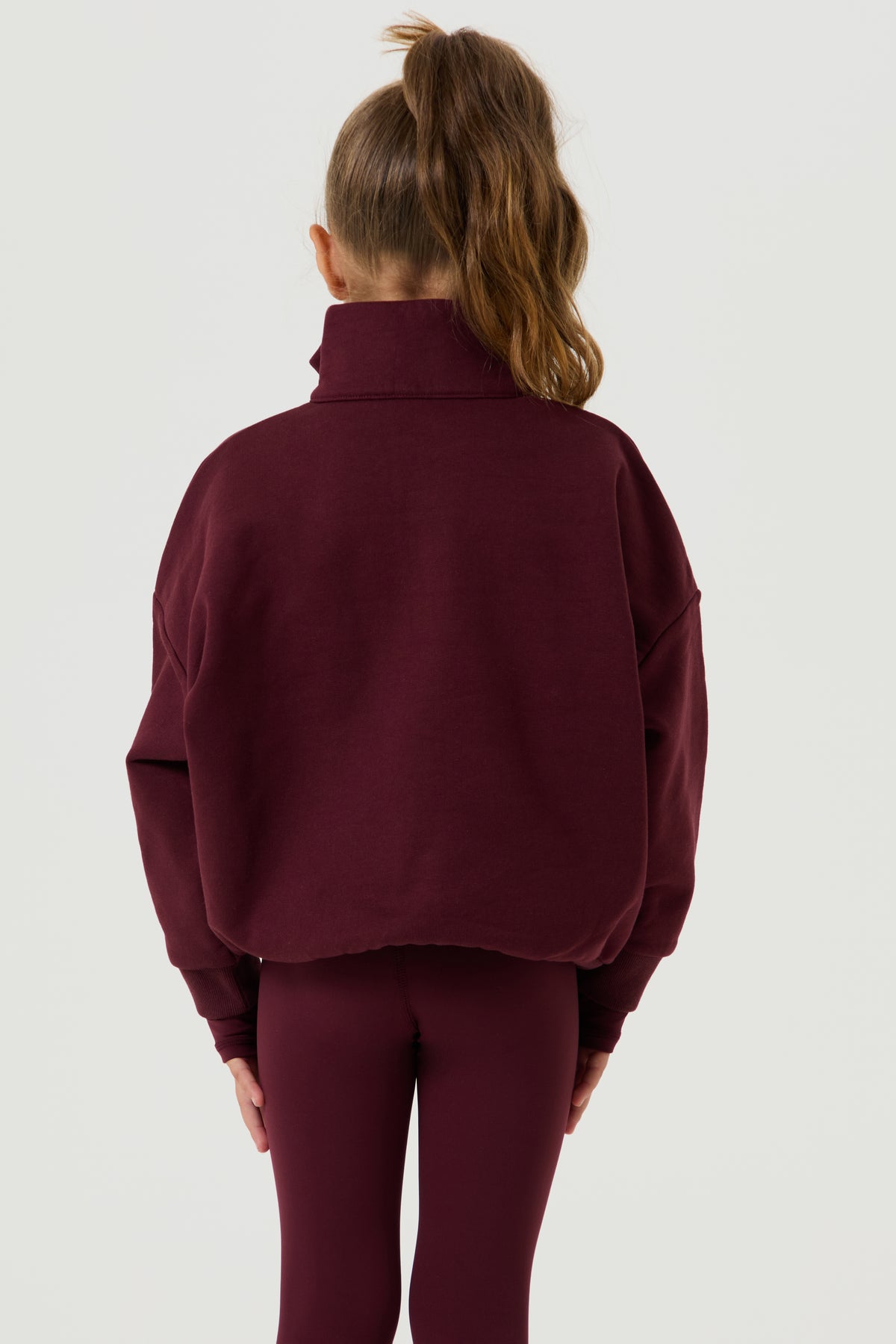 Oversized Funnel Neck Zip Sweatshirt- Cherry - Younger Girls
