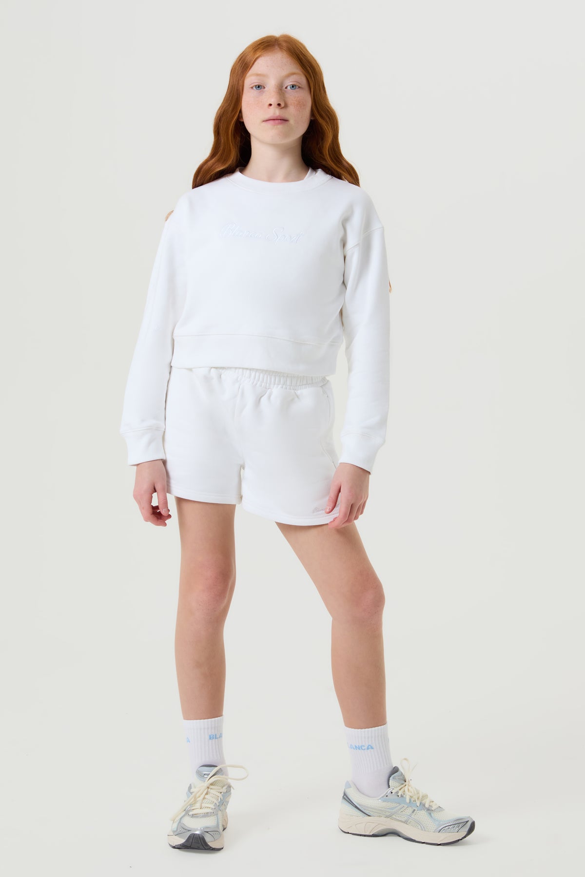 Scripted Cotton Jumper, White - Older Girls