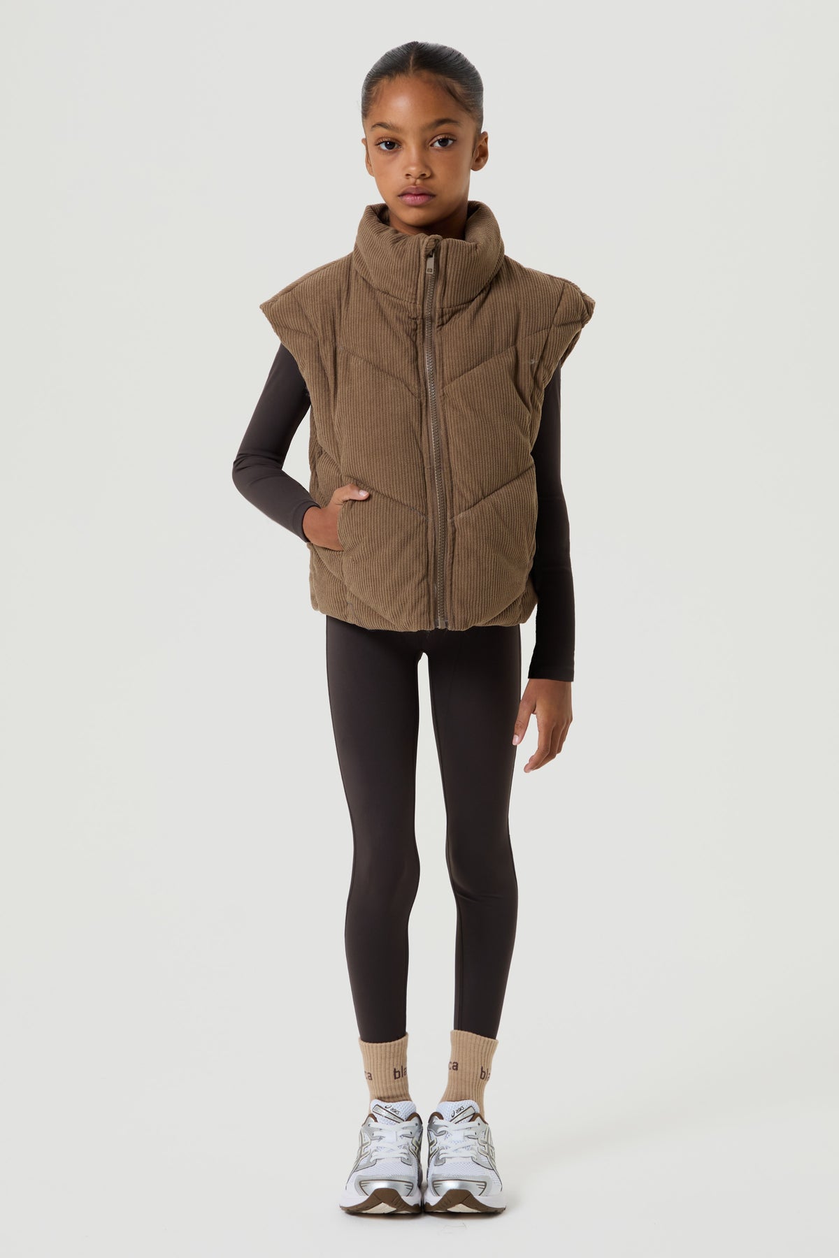 Padded Velour Gilet- Mocha - Younger Girls