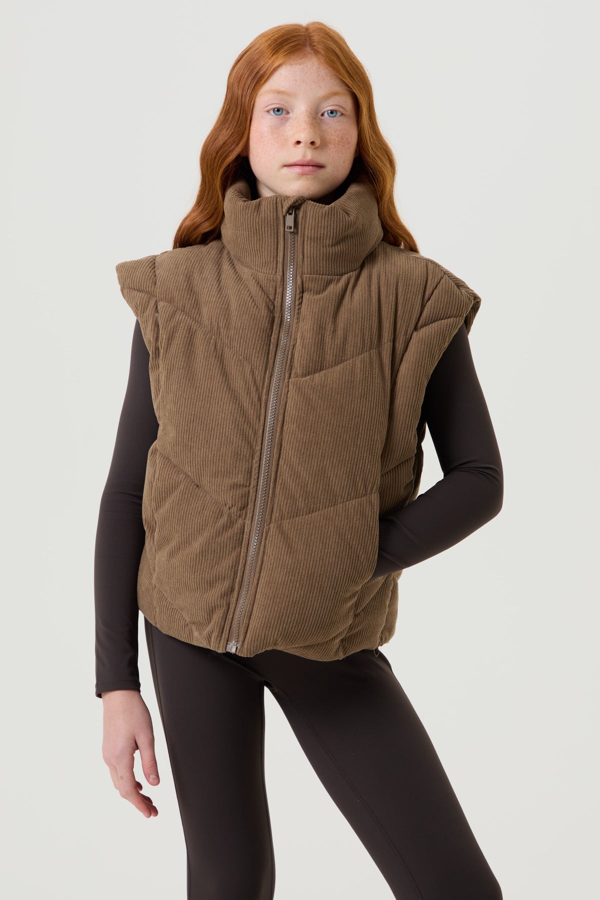 Padded Velour Gilet- Mocha - Older Girls