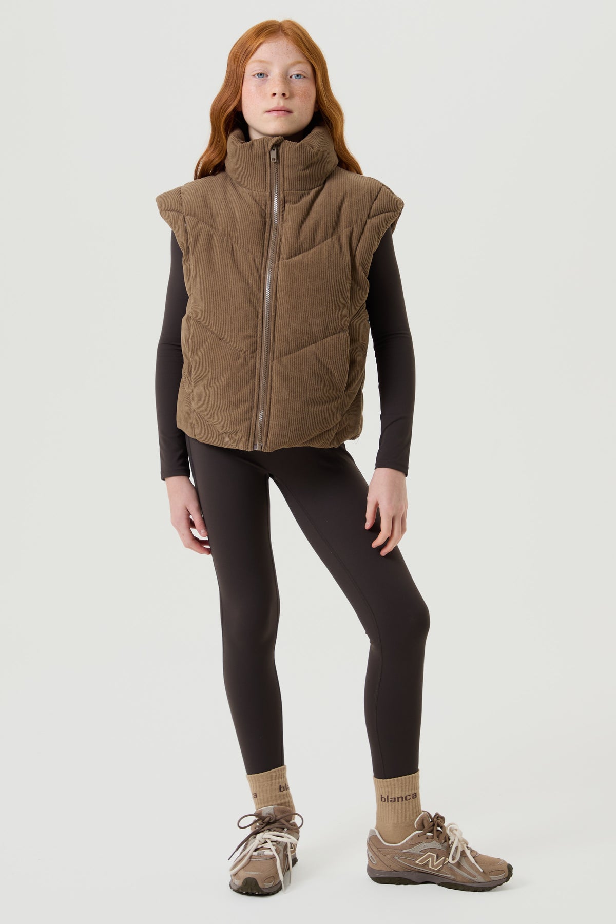 Padded Velour Gilet- Mocha - Older Girls