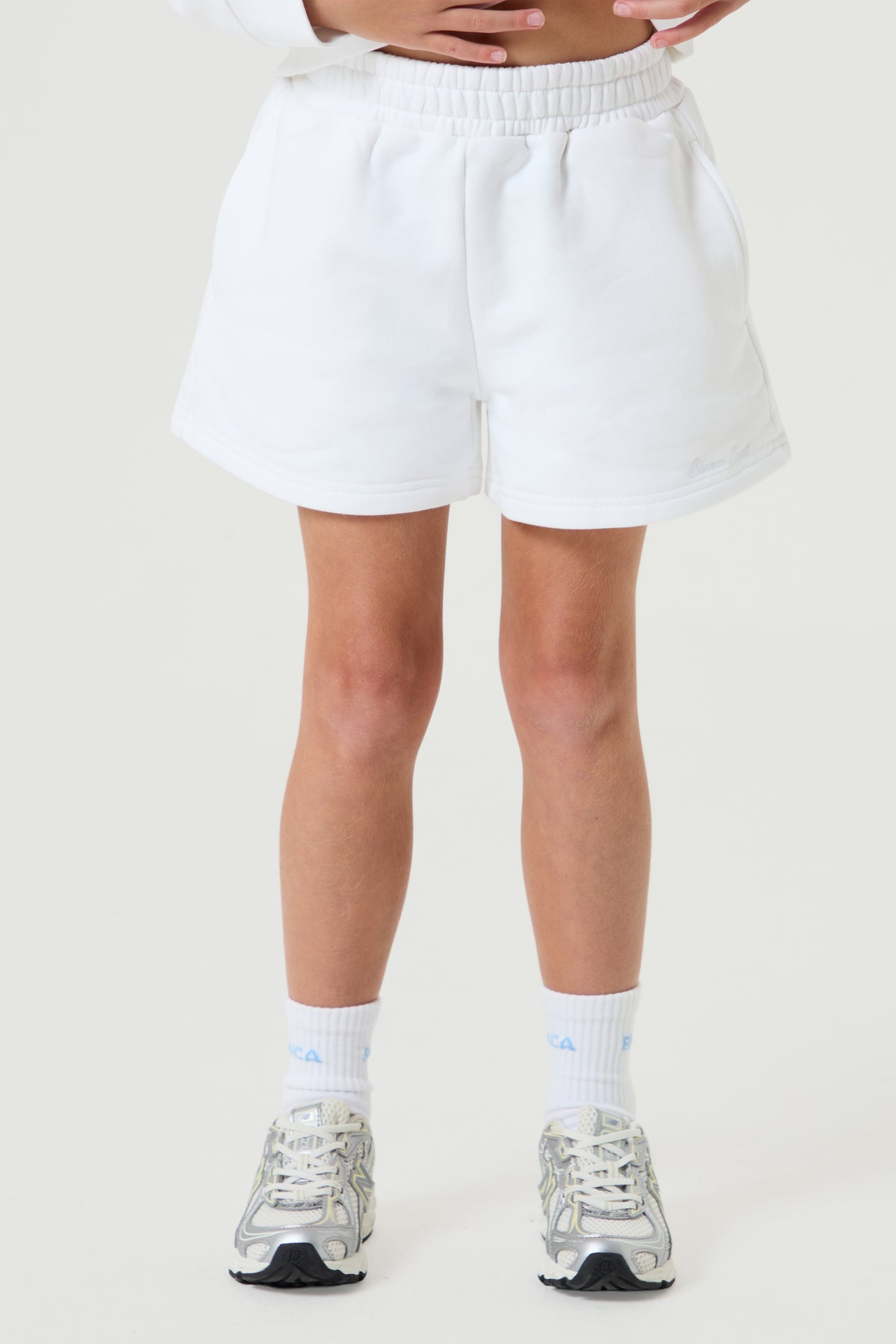 Scripted Cotton Shorts, White - Younger Girls