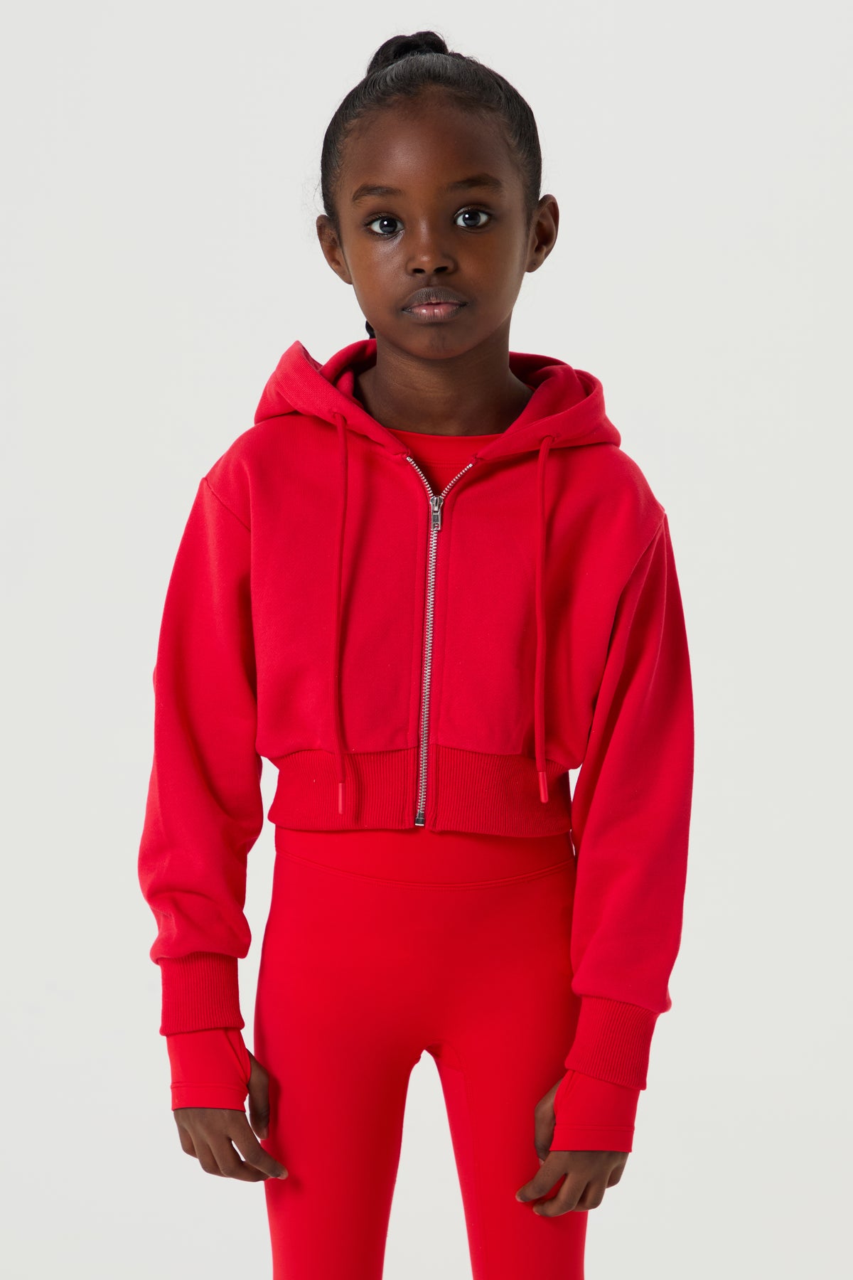Cropped Zip up Jacket - Red - Younger Girls