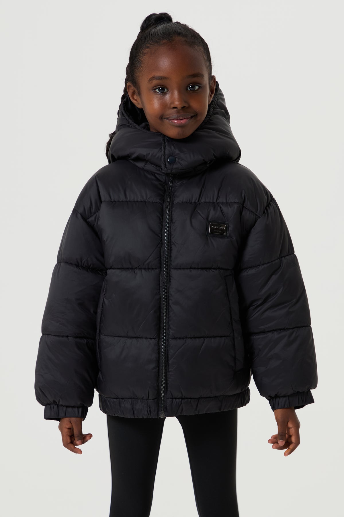 Oversized Puffer Coat, Black - Younger Girls
