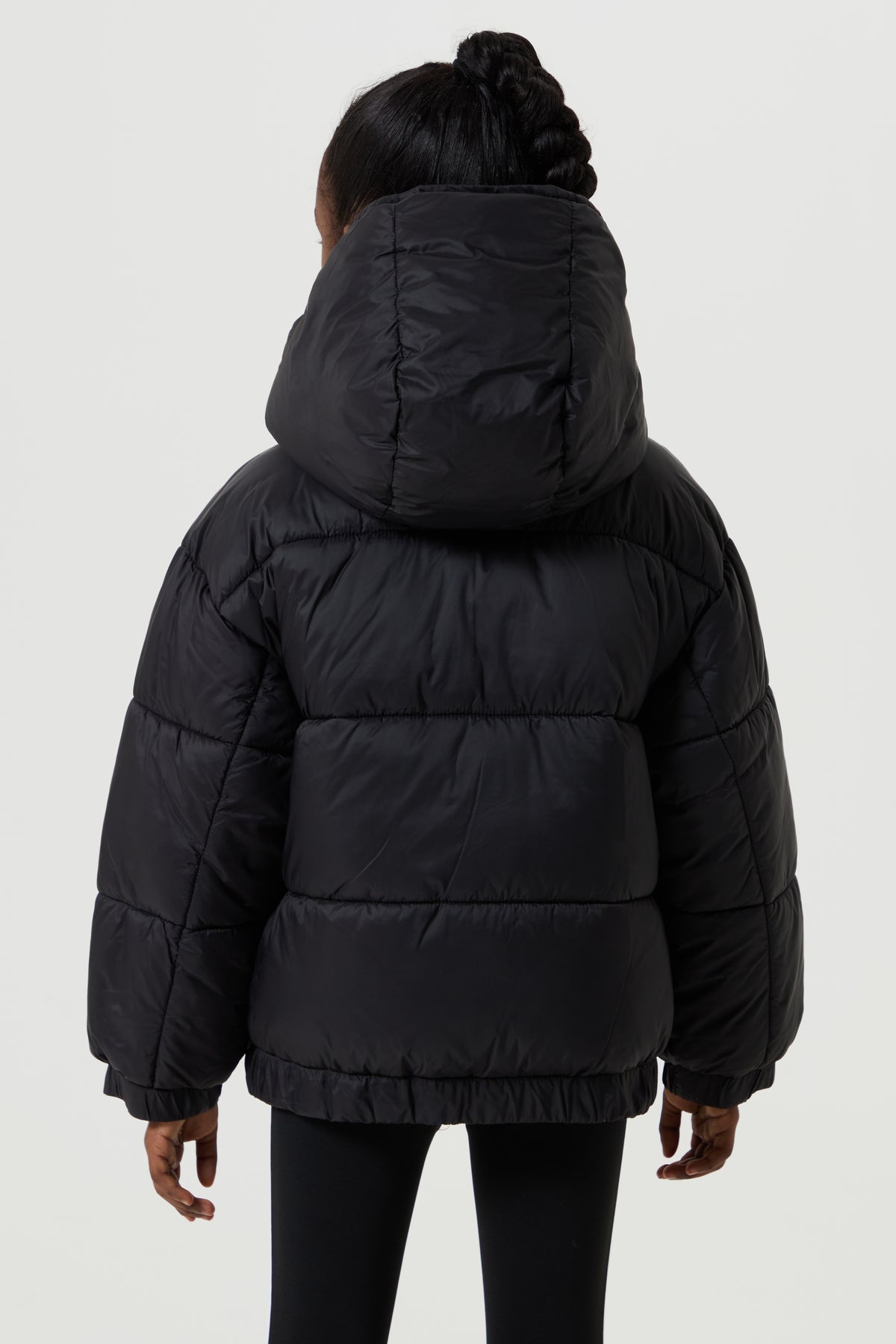 Oversized Puffer Coat, Black - Younger Girls