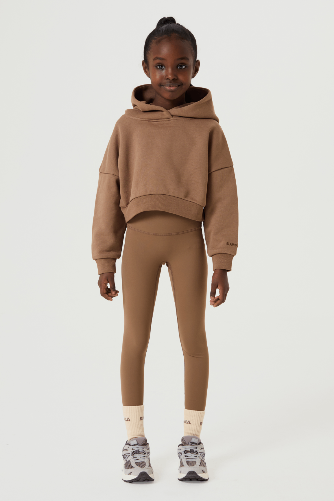Oversized Cropped Hoodie- Mocha - Younger Girls