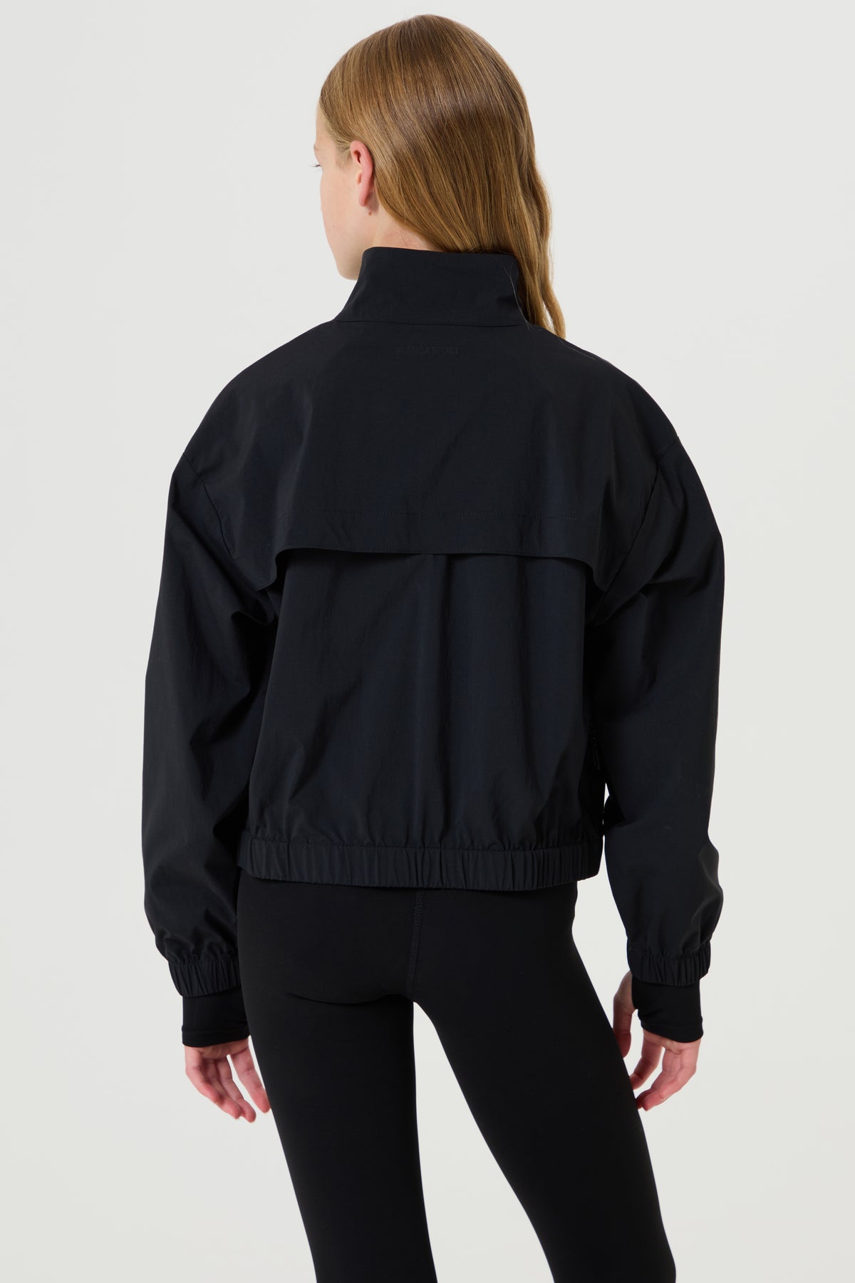 Zip Up High Neck Technical Jacket- Black - Older Girls