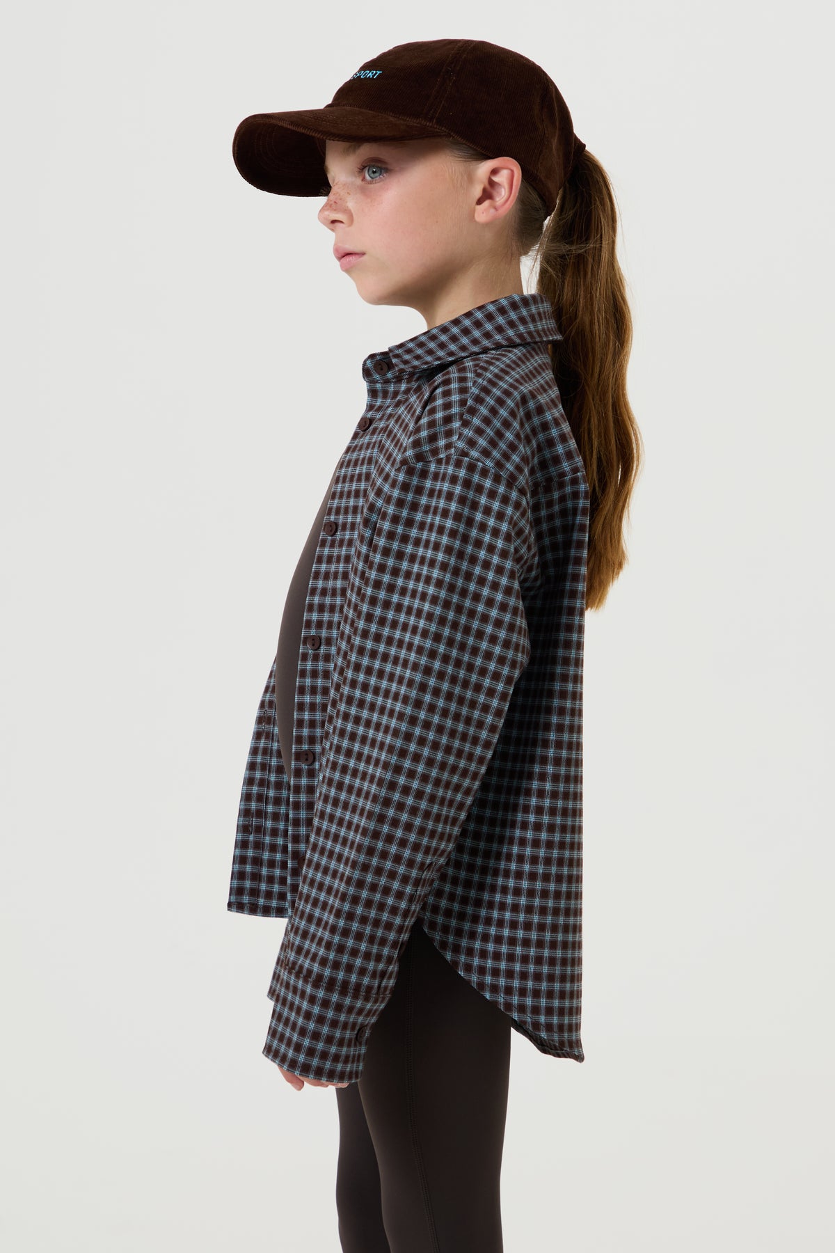 Checked Shirt - Chocolate Brown, Blue - Older Girls