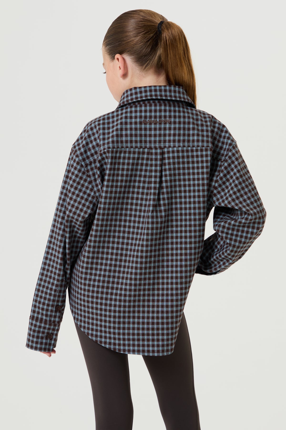 Checked Shirt - Chocolate Brown, Blue - Older Girls