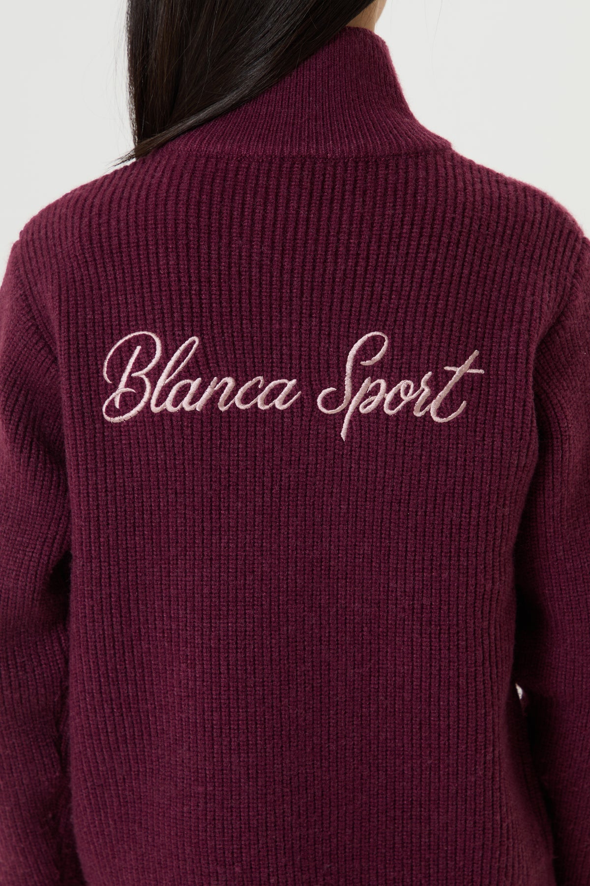 Full Zip Funnel Neck Knit Jacket- Plum - Older Girls
