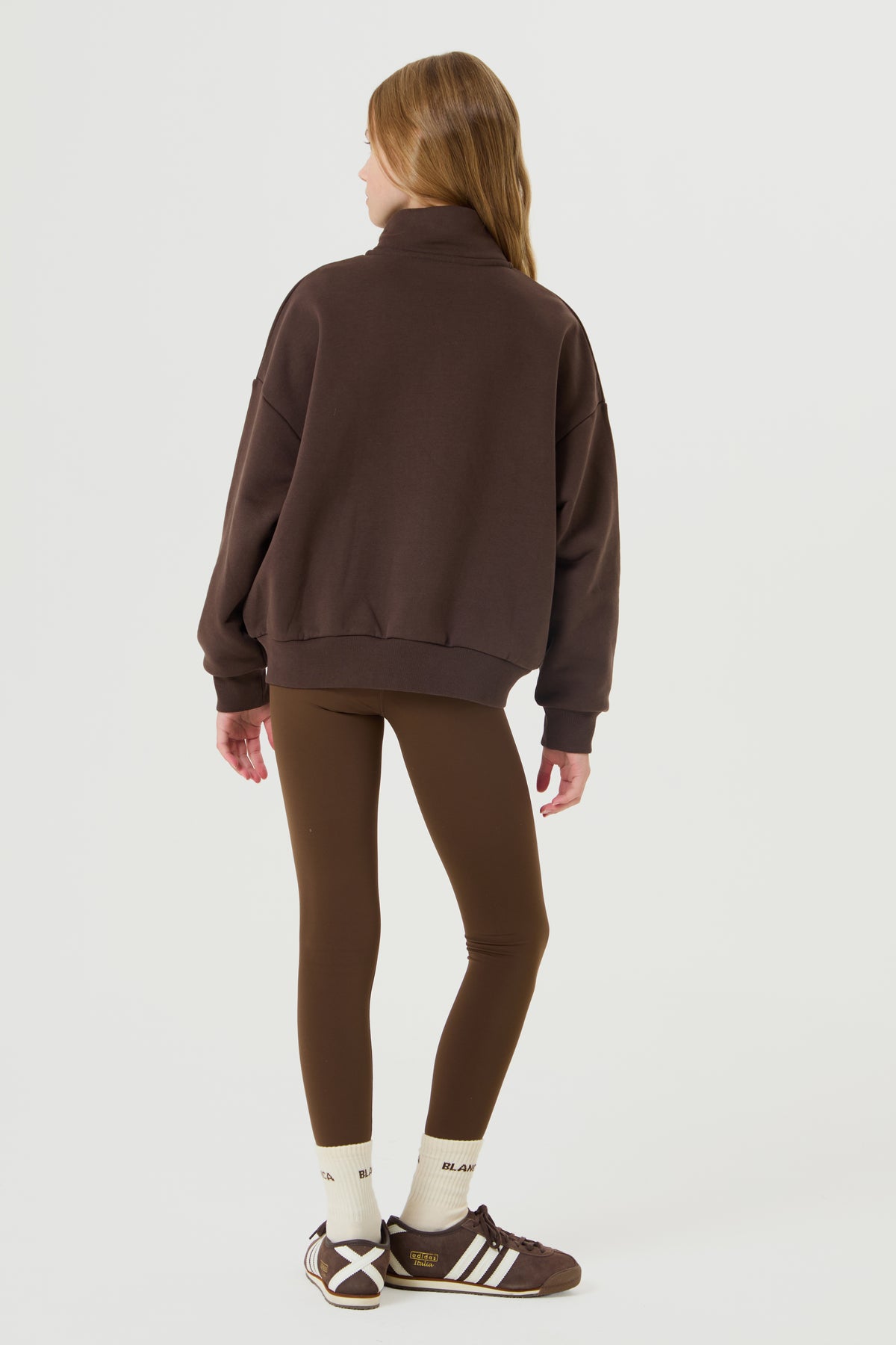 Oversized Full Zip Funnel Neck Sweatshirt- Chocolate Brown - Older Girls