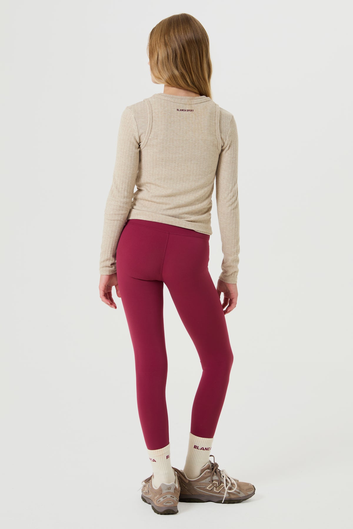Double Layer Soft Ribbed Top- Light Beige - Older Girls