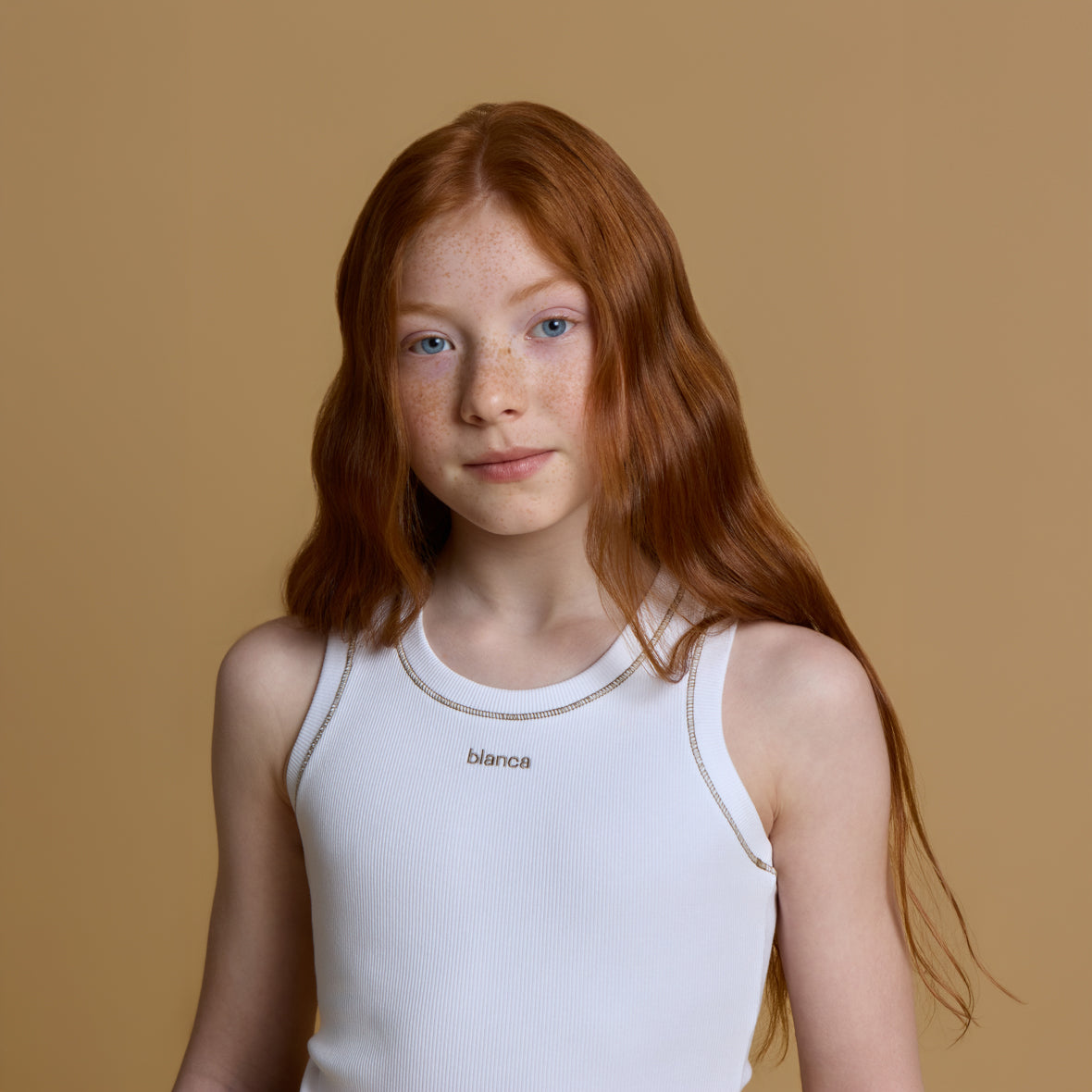 White Ribbed Vest- Mocha