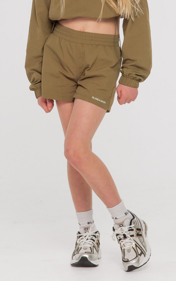 Nylon Windbreaker Shorts, Dark Olive