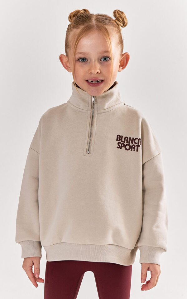 Retro Half Zip, Cream