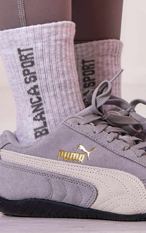 Blanca Socks Grey Marl Charcoal Logo
