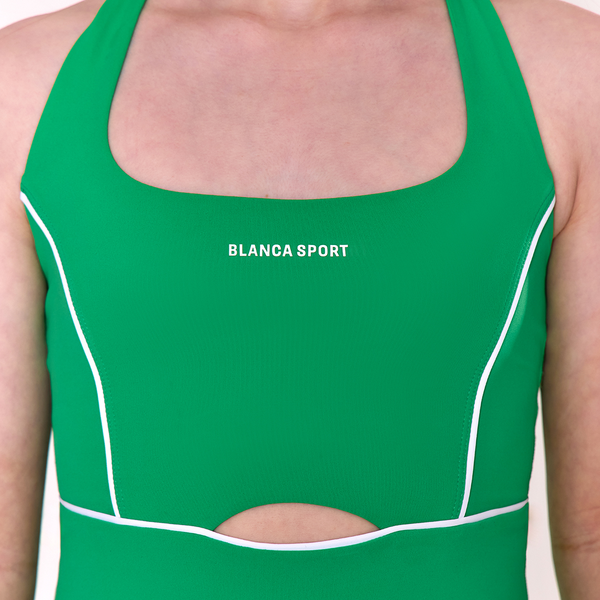 Active Unitard Piping- Bottle Green, White - Image 4
