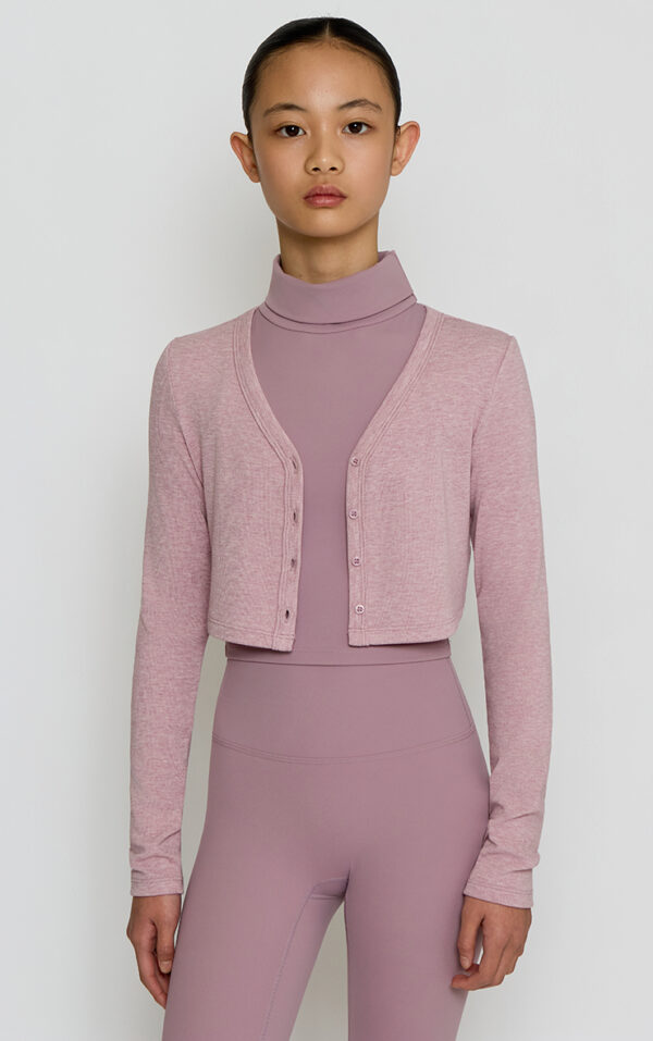 Knit Cropped Cardigan- Soft Mauve