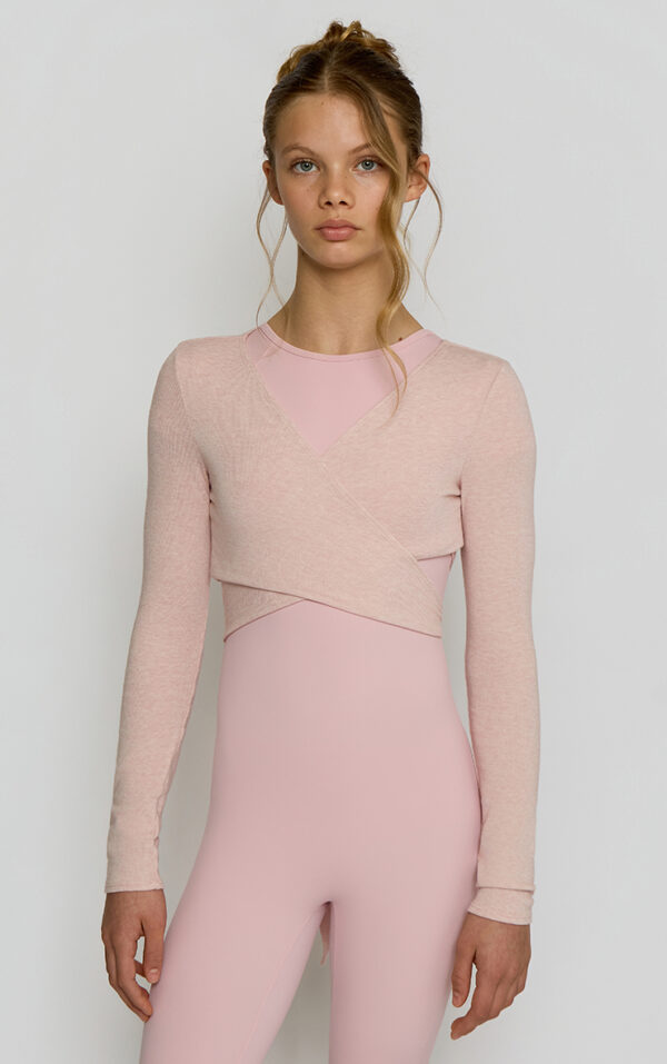 Knit Wrap Over Cardigan- Dusky Pink