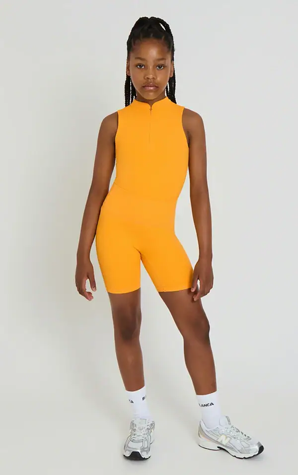 Quater Zip Cycling Shorts Set- Tangerine