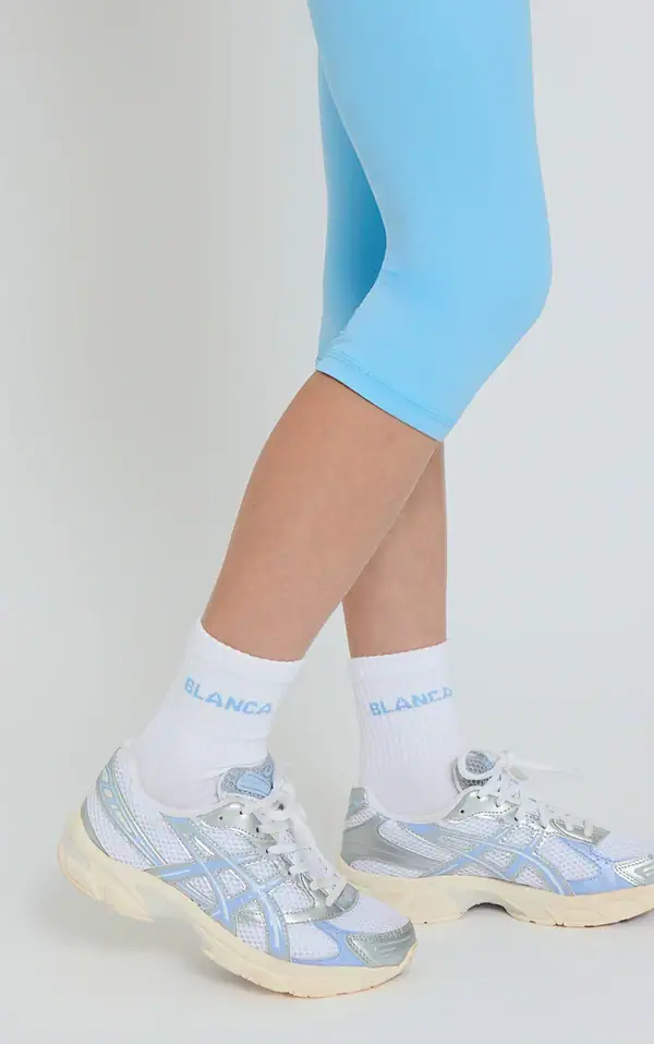 Socks- White, Powder Blue